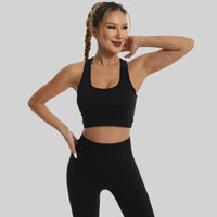 Ensemble 2 Pièces Combinaison de Yoga Dos Croisé
