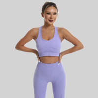 Ensemble 2 Pièces Combinaison de Yoga Dos Croisé