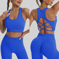 Ensemble 2 Pièces Combinaison de Yoga Dos Croisé