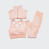 Ensemble 3 Pièces Combinaison de Yoga Sans Coutures