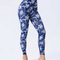 Legging Bleu Fleuri | Yogaova