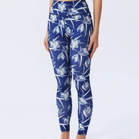 Legging Bleu Fleuri | Yogaova