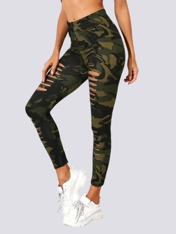 Legging Camouflage Troué Sport | Yogaova