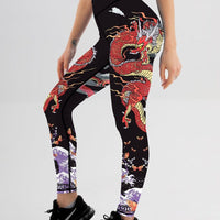 Legging Dragon Japonais Imprimé | Yogaova
