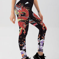 Legging Dragon Japonais Imprimé | Yogaova