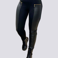 Legging Effet Cuir Taille Haute | Yogaova