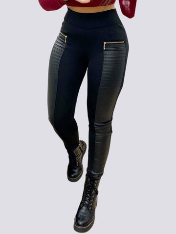 Legging Effet Cuir Taille Haute | Yogaova