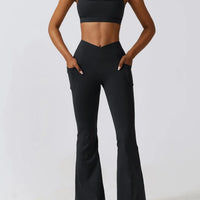 Legging Évasé Taille Croisée Sans Couture (Poche) | Yogaova