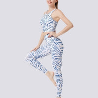 Legging Imprimé Bleu et Blanc - Sport | Yogaova