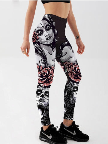 Legging Imprimé Gothique Rose | Yogaova