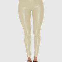 Legging Simili Cuir Beige Brillant | Yogaova