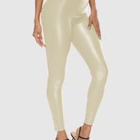 Legging Simili Cuir Beige Brillant | Yogaova