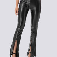 Legging Simili Cuir Évasé Fendu | Yogaova