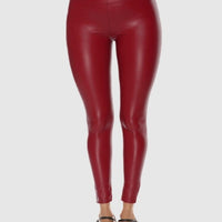 Legging Simili Cuir Rouge Brillant | Yogaova