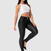 Legging Simili Cuir Taille Basse Push Up | Yogaova