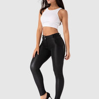 Legging Simili Cuir Taille Basse Push Up | Yogaova