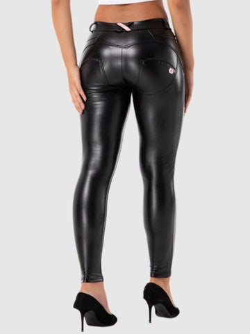 Legging Simili Cuir Taille Basse Push Up | Yogaova