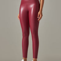 Legging Simili Cuir Ventre Plat Velours | Yogaova