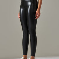 Legging Simili Cuir Ventre Plat Velours | Yogaova