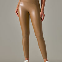 Legging Simili Cuir Ventre Plat Velours | Yogaova