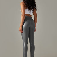 Legging Simili Cuir Ventre Plat Velours | Yogaova
