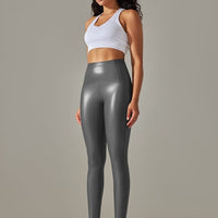Legging Simili Cuir Ventre Plat Velours | Yogaova