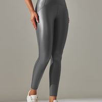 Legging Simili Cuir Ventre Plat Velours | Yogaova