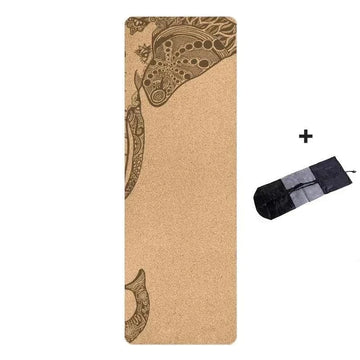 Lot de 2 Tapis de Yoga en Liège Naturel Motif Éléphant 4mm
