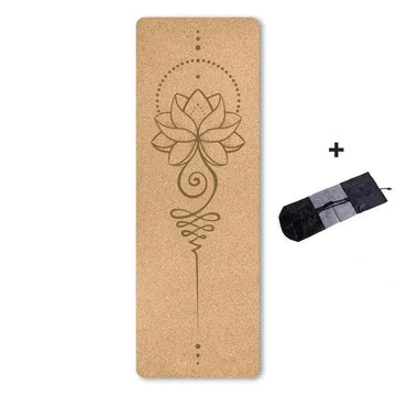 Lot de 2 Tapis de Yoga en Liège Naturel Motif Fleur 4mm