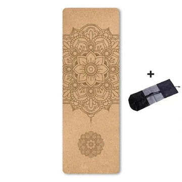Lot de 2 Tapis de Yoga en Liège Naturel Motif Mandala 4mm