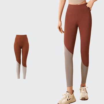 Pantalon de Yoga Femme Slim Bicolore
