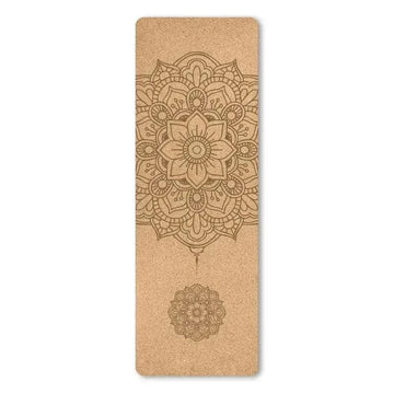 Tapis de Yoga en Liège Naturel Motif Mandala 4mm