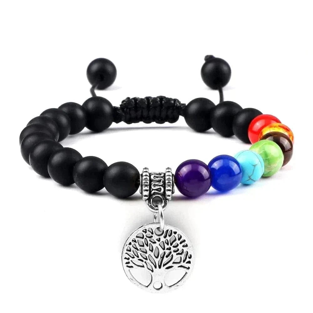 Bracelet 7 Chakras Arbre de Vie Argenté