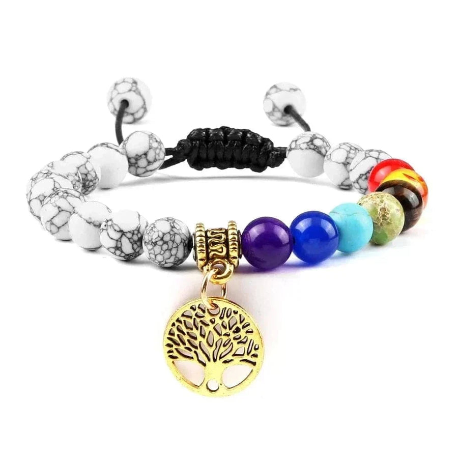 Bracelet 7 Chakras Arbre de Vie Doré