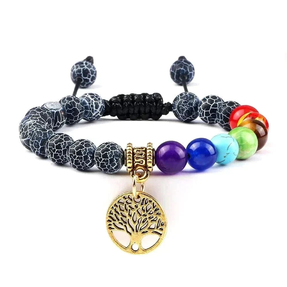 Bracelet 7 Chakras Arbre de Vie Doré