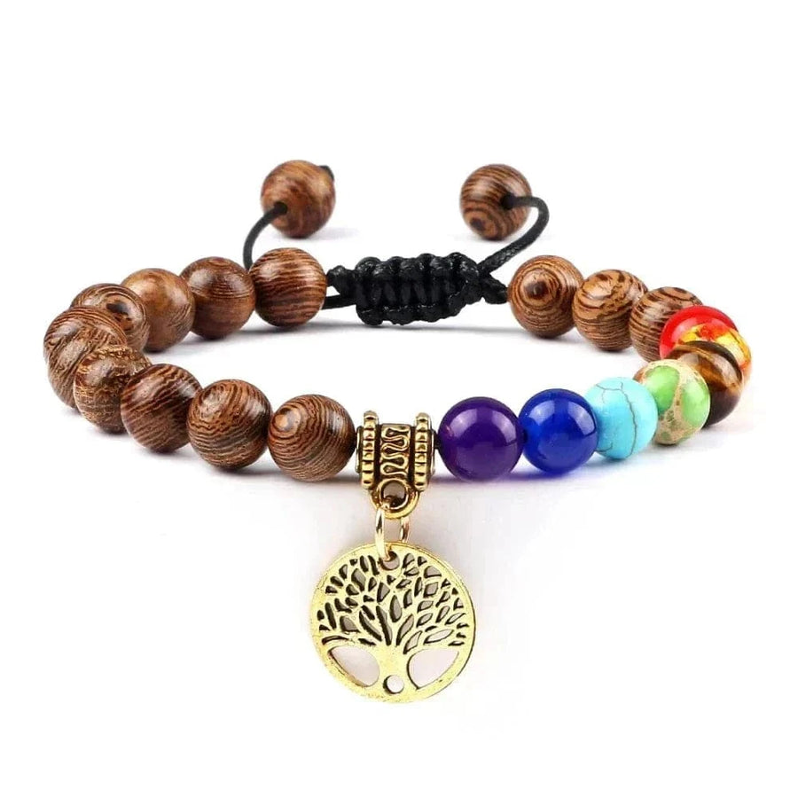 Bracelet 7 Chakras Arbre de Vie Doré