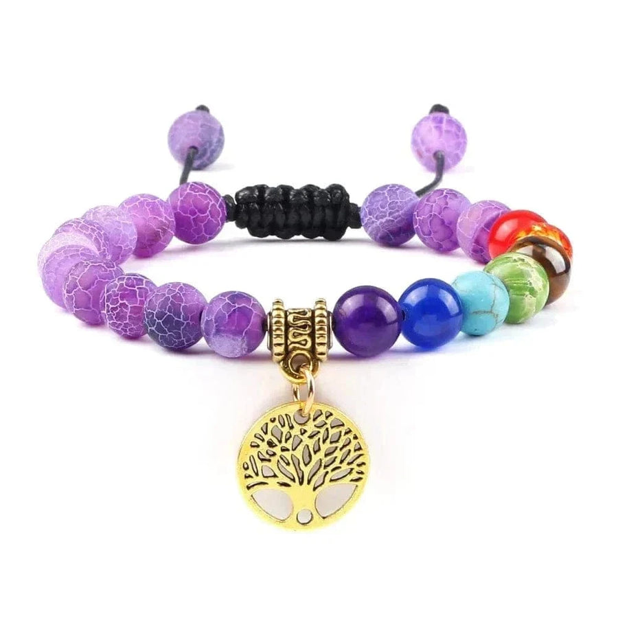 Bracelet 7 Chakras Arbre de Vie Doré