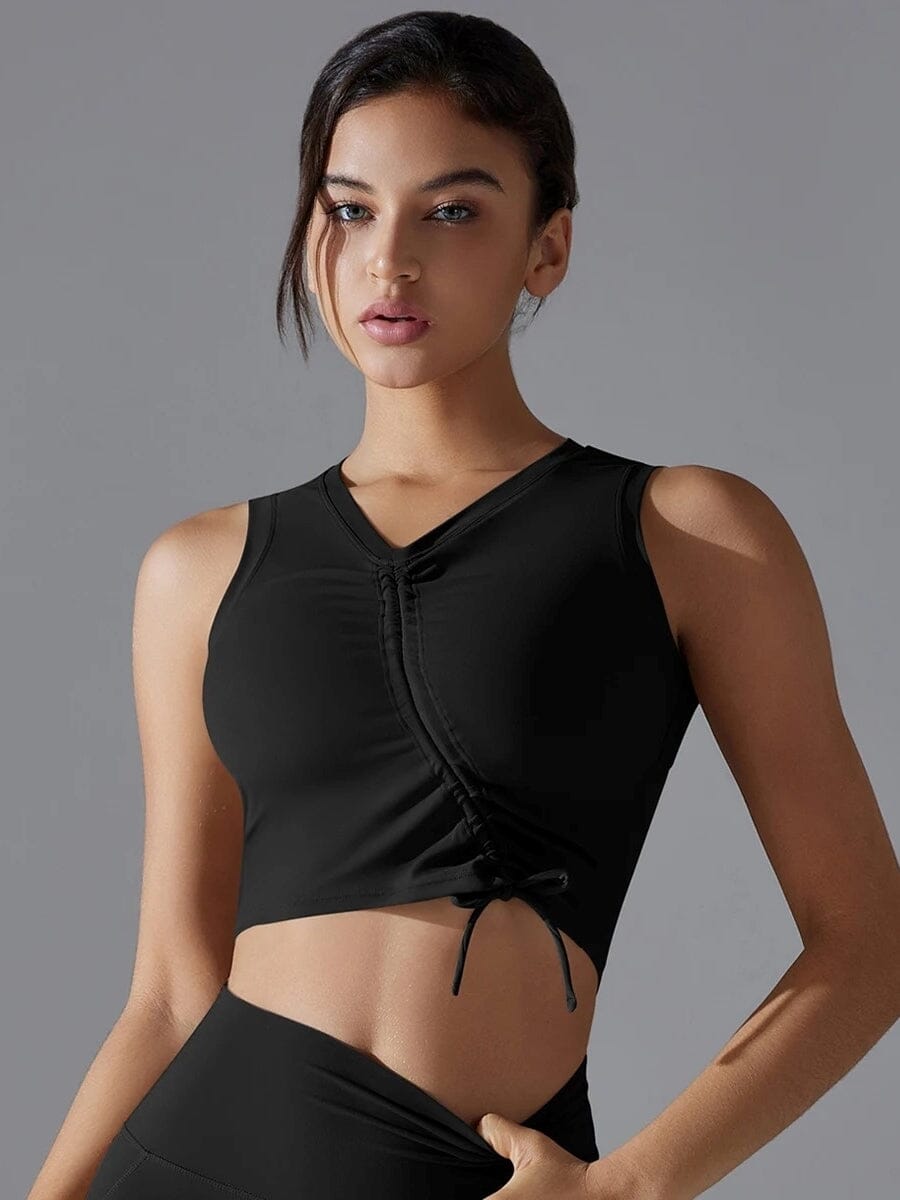 Brassière de Sport à Lacets - Noir | Yogaova