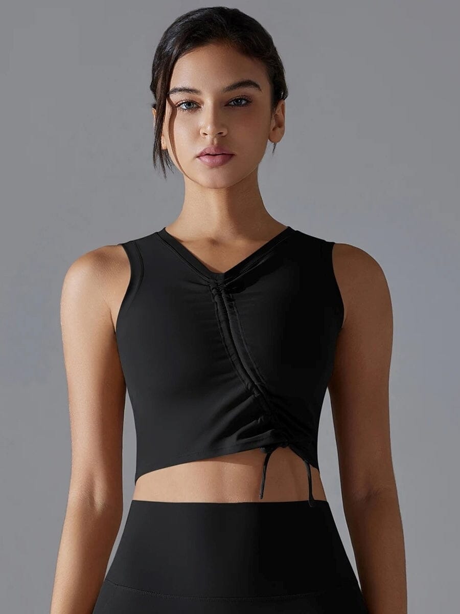 Brassière de Sport à Lacets - Noir | Yogaova