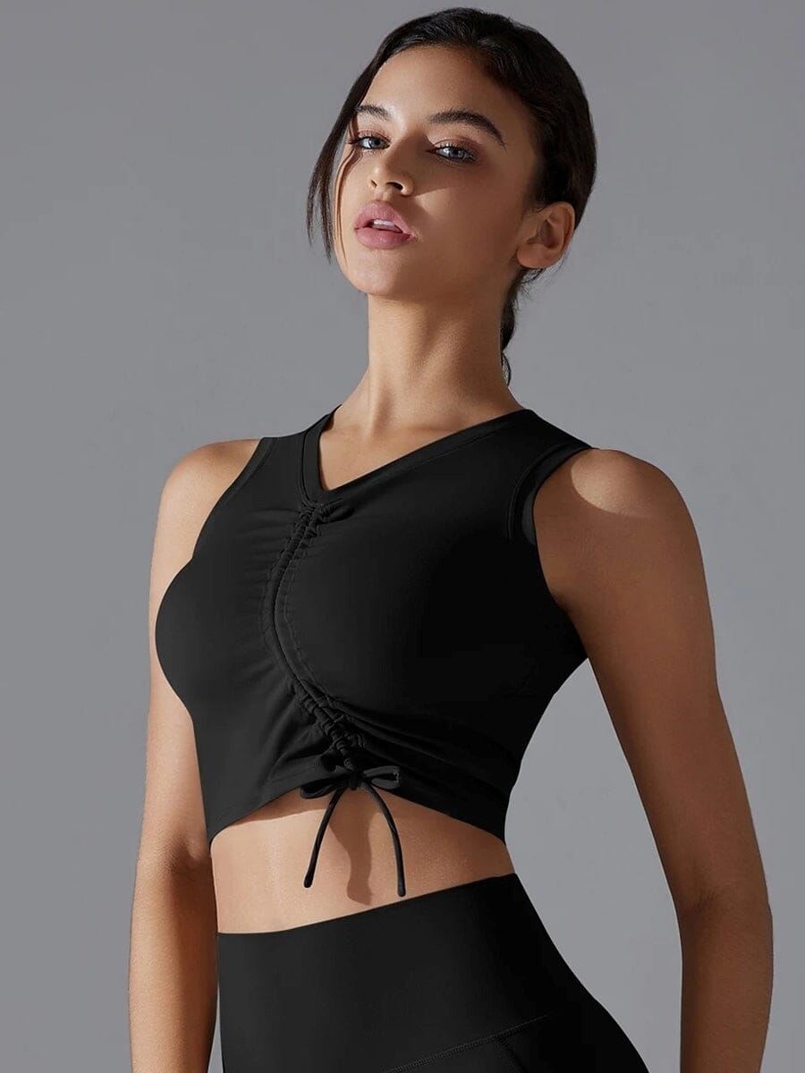 Brassière de Sport à Lacets - Noir | Yogaova
