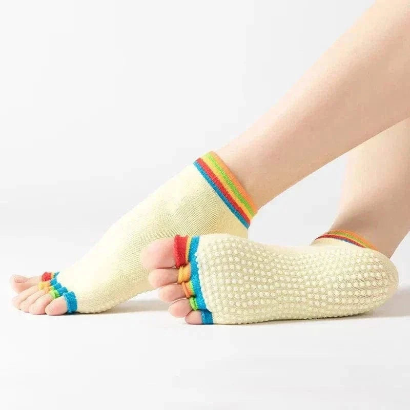 Chaussettes de Yoga 5 Doigts Colorées