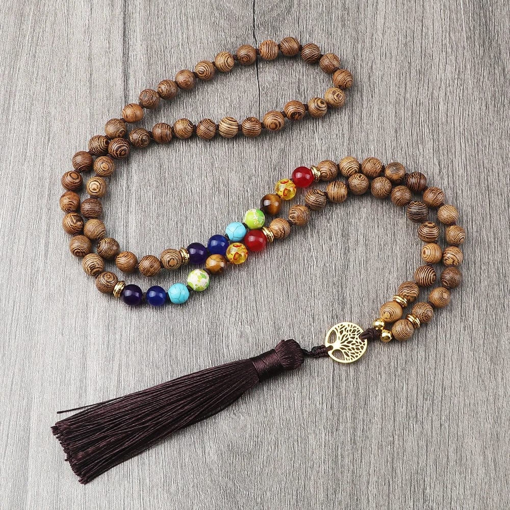 Collier 7 Chakras Arbre de Vie Perles 8mm