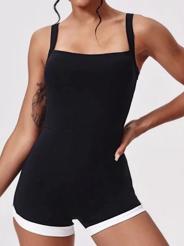 Combinaison short fitness femme dos nageur – Tenue gainante | Yogaova
