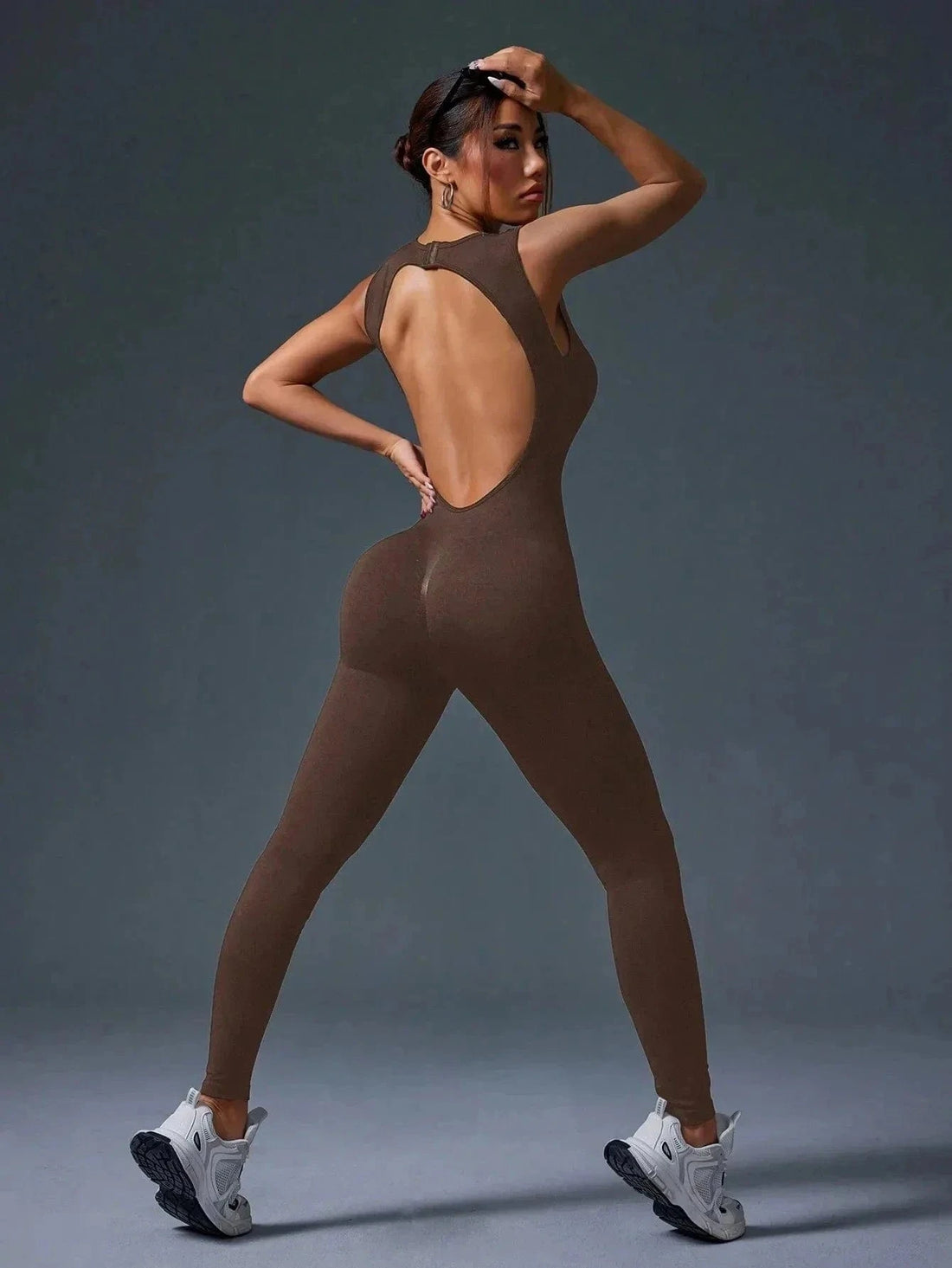 combinaison yoga femme marron