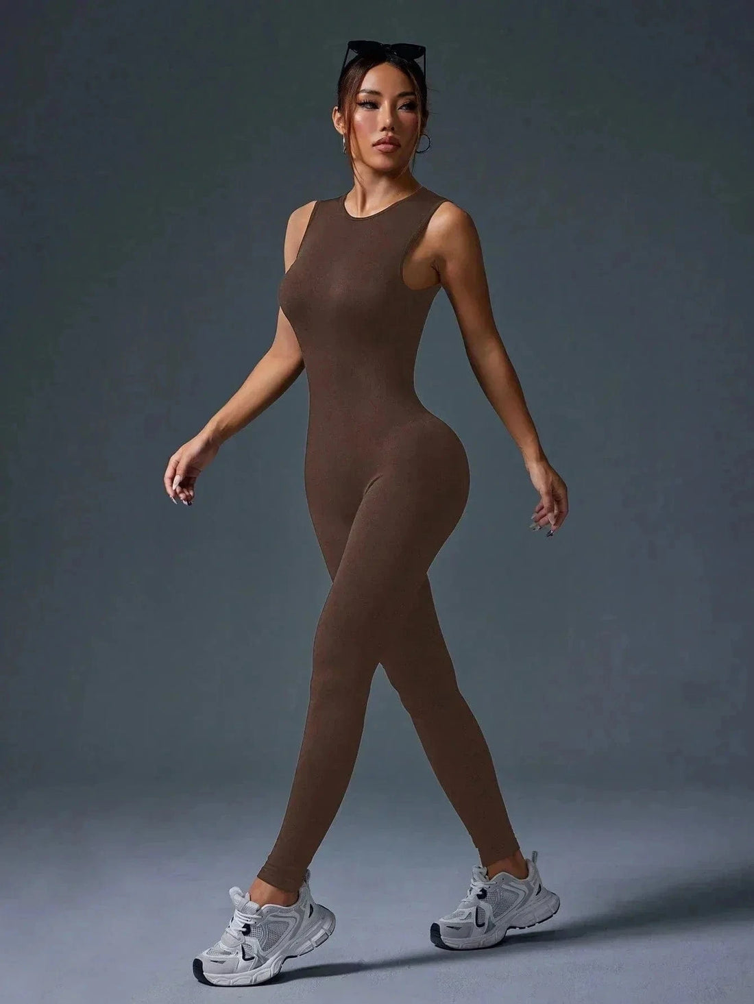 combinaison yoga femme marron