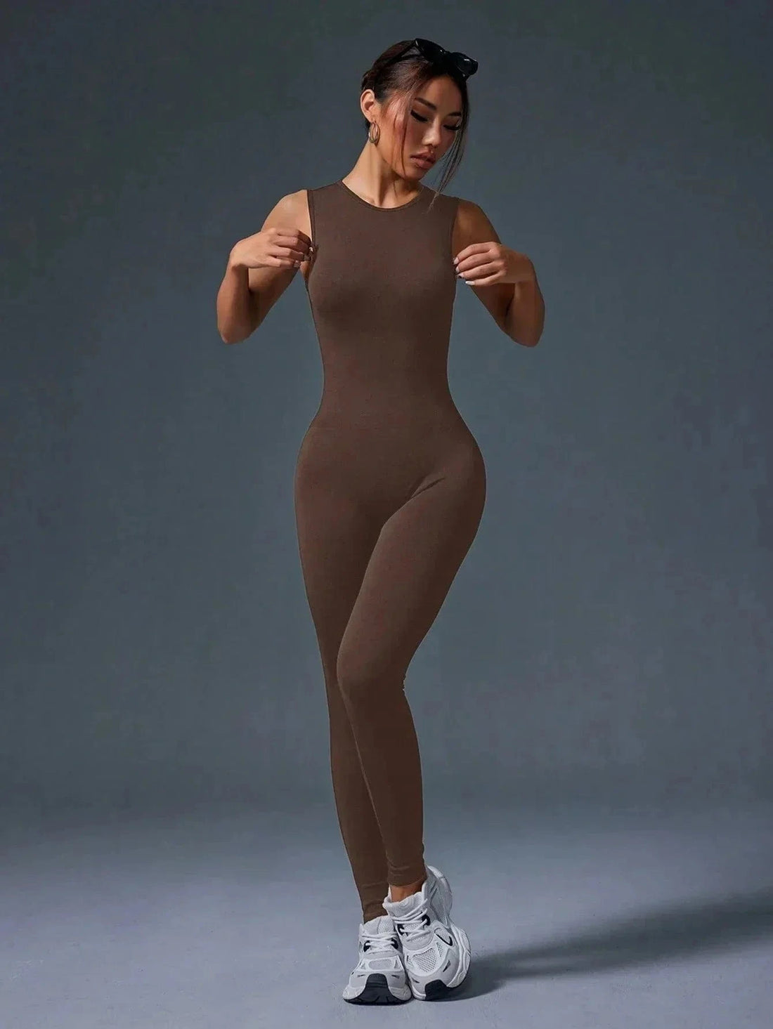 combinaison yoga femme marron