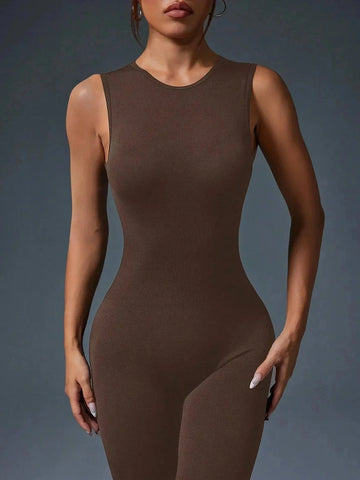 combinaison yoga femme marron
