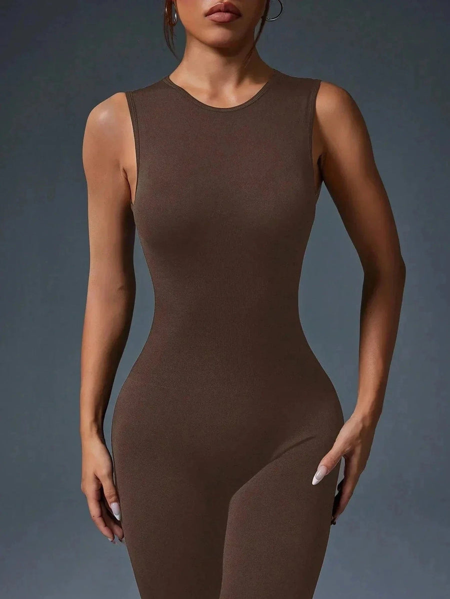 combinaison yoga femme marron