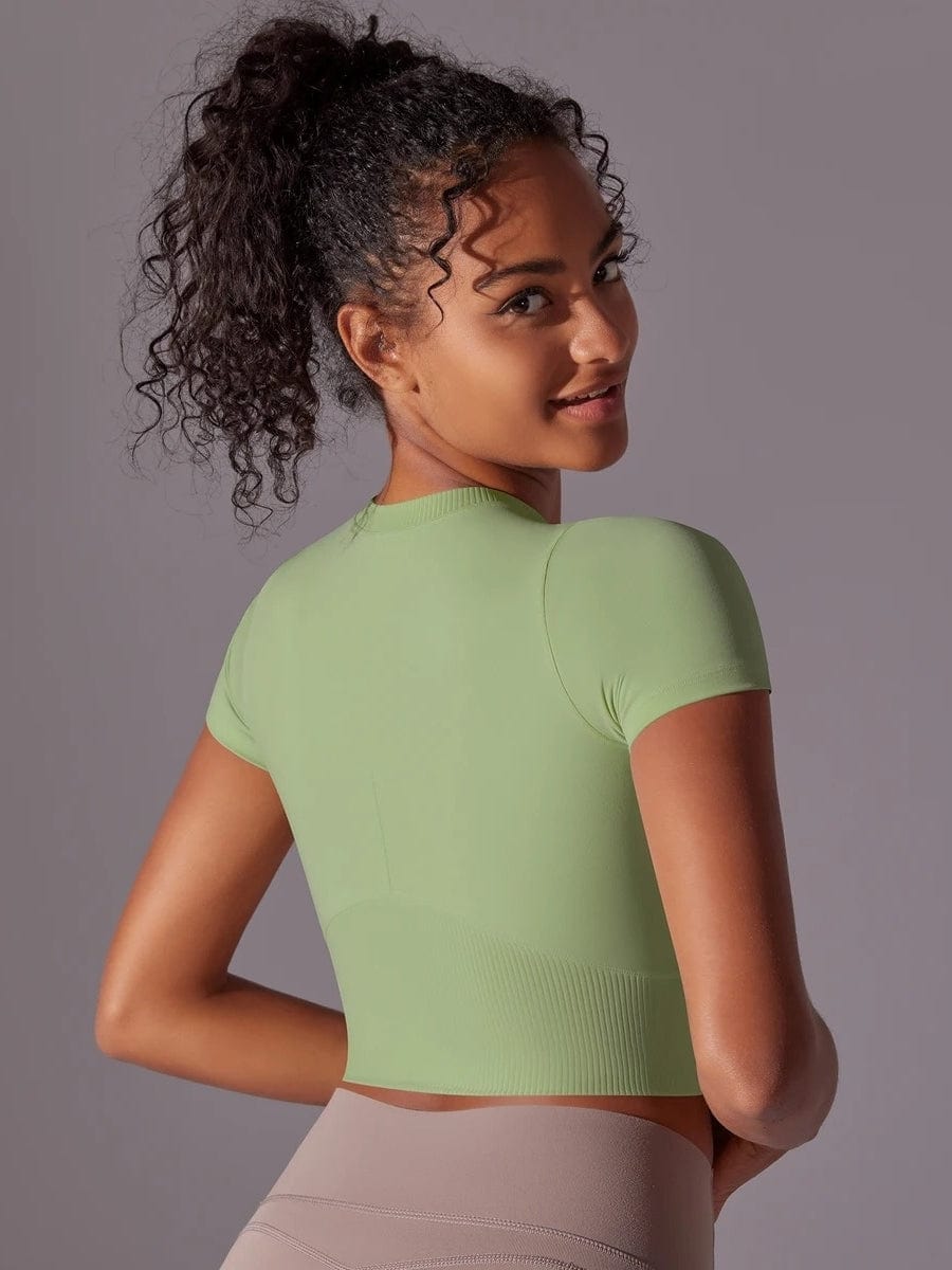 Crop Top Fitness Manches Courtes | Yogaova