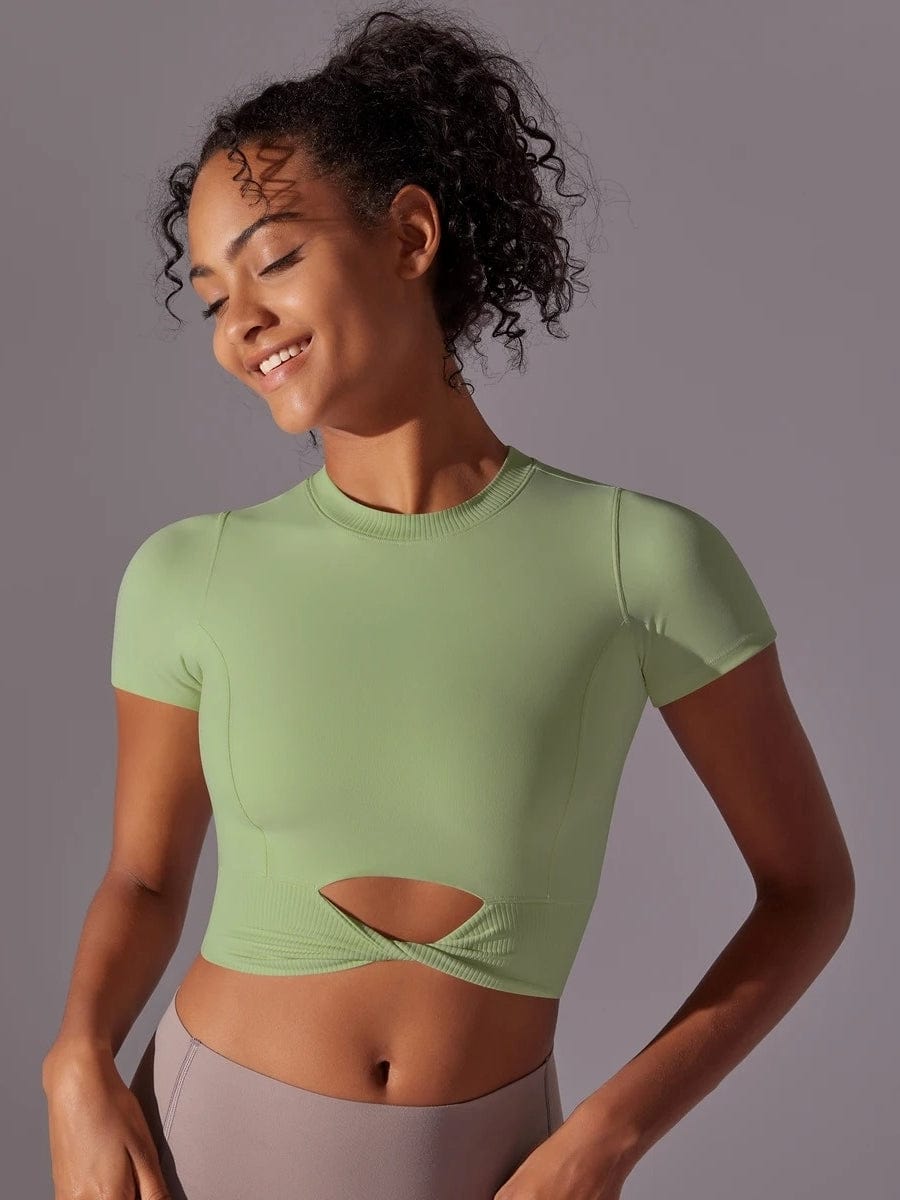 Crop Top Fitness Manches Courtes | Yogaova